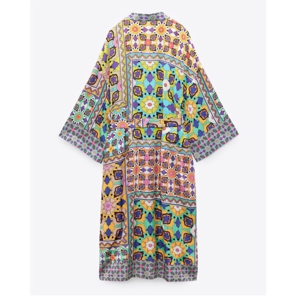 ZARA PRINTED BELTED KIMONO - Picture 11 of 11
